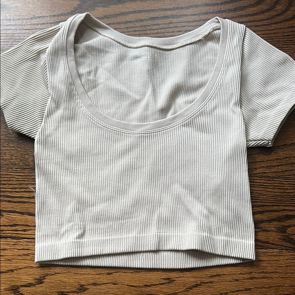 Ribbed Cream Crop Top